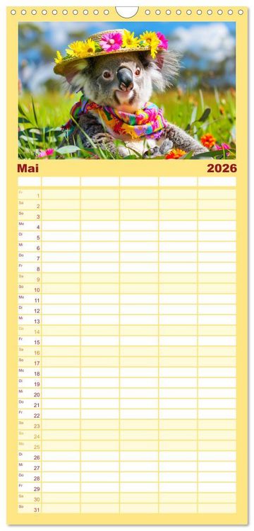 Produktbild: Familienplaner 2026 - Koalas im Modefieber. Flauschig und Chic beim Fotoshooting mit 5 Spalten (Wandkalender, 21 x 45 cm) CALVENDO