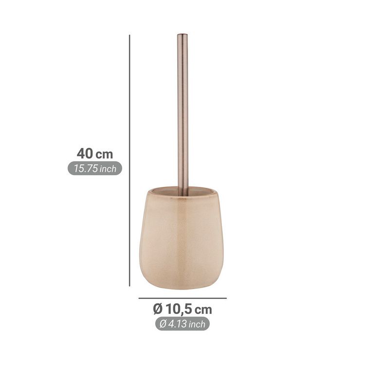 Produktbild: WC-Garnitur Mod. Sirmione, beige, keramik, edelstahl, 40x10.5 cm, mit schwarzem B&uuml;rstenkopf