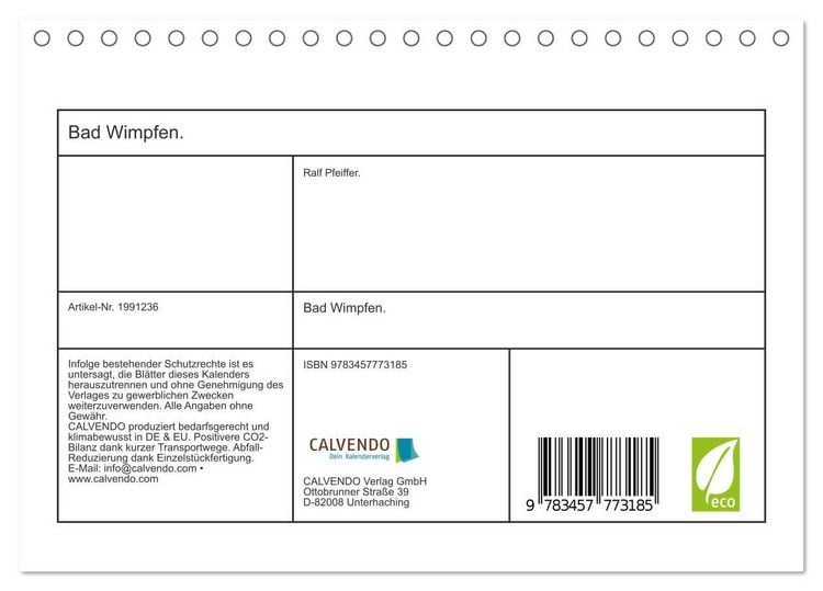 Produktbild: Bad Wimpfen. (Tischkalender 2026 DIN A5 quer), CALVENDO Monatskalender