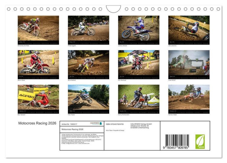 Produktbild: Motocross Racing 2026 (Wandkalender 2026 DIN A4 quer), CALVENDO Monatskalender