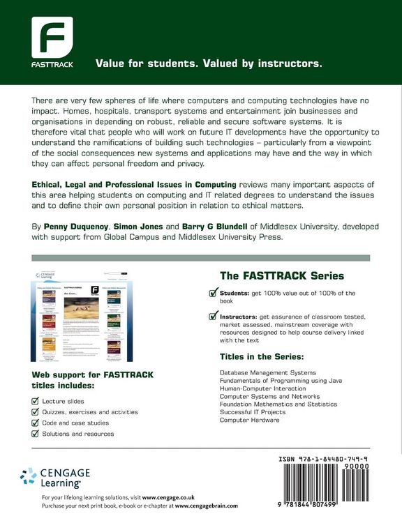 Produktbild: Ethical, Legal and Professional Issues in Computing