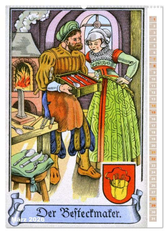 Produktbild: Altes Handwerk: Historische Zeichnungen neu entdeckt (hochwertiger Premium Wandkalender 2026 DIN A2 hoch), Kunstdruck in Hochglanz