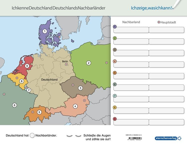 Produktbild: Ich kenne Deutschland - Deutschlands Nachbarl&auml;nder - Lerntafel mit Stift