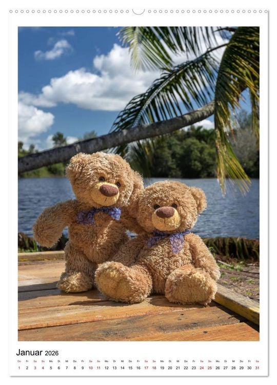 Produktbild: Travelling Teddy Kuba Edition 2026 (Wandkalender 2026 DIN A2 hoch), CALVENDO Monatskalender