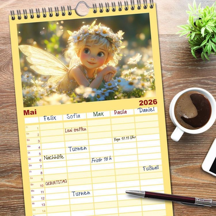 Produktbild: Familienplaner 2026 - Zauberhaftes Elfenland. Die duftige Welt der Naturgeister mit 5 Spalten (Wandkalender, 21 x 45 cm) CALVENDO