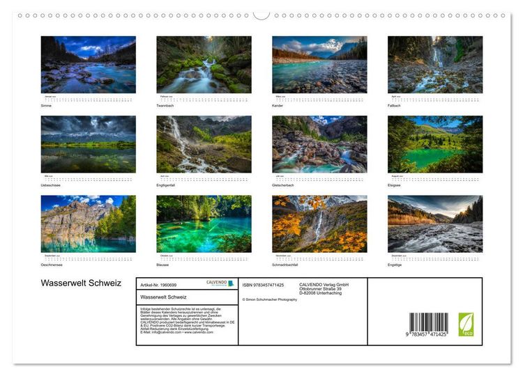 Produktbild: Wasserwelt Schweiz (hochwertiger Premium Wandkalender 2026 DIN A2 quer), Kunstdruck in Hochglanz