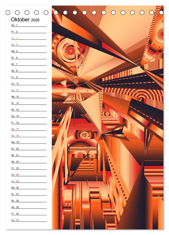 Produktbild: Geometrische Raumeindr&uuml;cke Planer (Tischkalender 2026 DIN A5 hoch), CALVENDO Monatskalender
