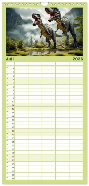 Produktbild: Familienplaner 2026 - Eine Reise in die Vergangenheit - Entdeckung der Tierwelt mit 5 Spalten (Wandkalender, 21 x 45 cm) CALVENDO