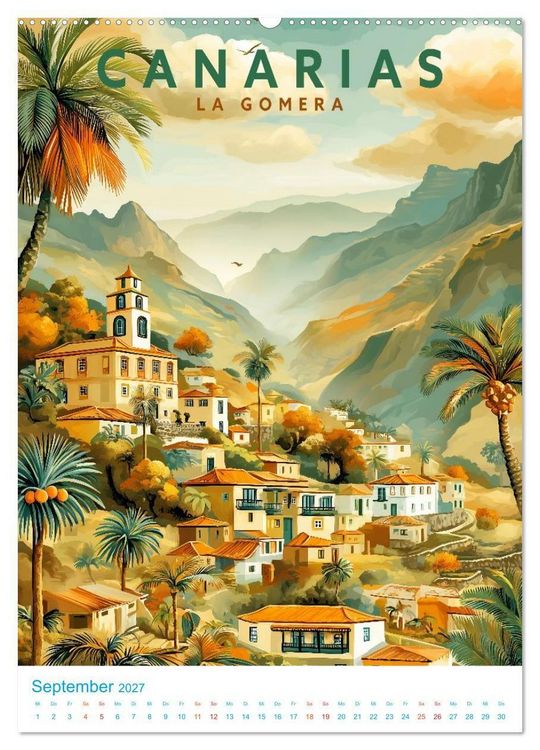 Produktbild: Kanarische Inseln - Old School Poster Style (Wandkalender 2027 DIN A2 hoch), CALVENDO Monatskalender