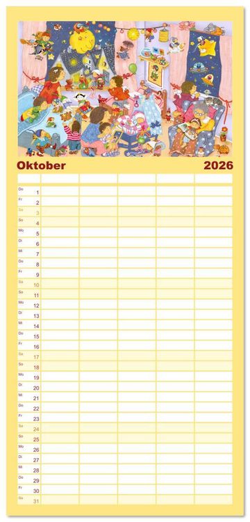 Produktbild: Familienplaner 2026 - Wimmelig durch das Jahr mit 5 Spalten (Wandkalender, 21 x 45 cm) CALVENDO
