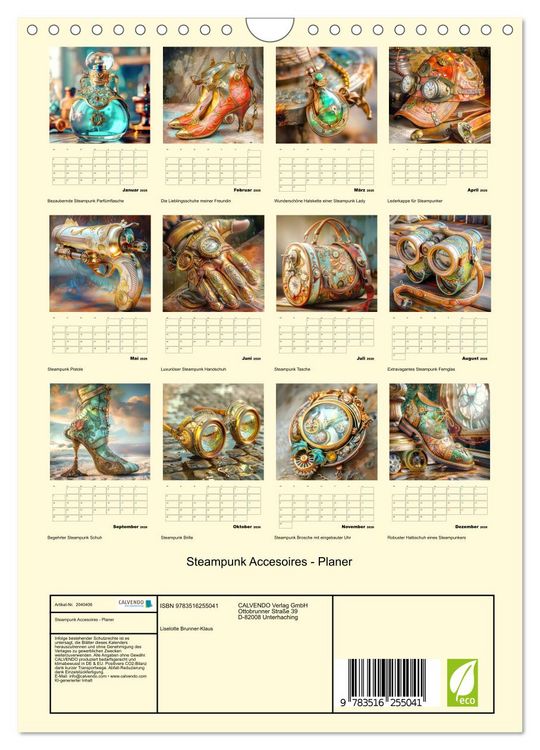 Produktbild: Steampunk Accesoires - Planer (Wandkalender 2026 DIN A4 hoch), CALVENDO Monatskalender