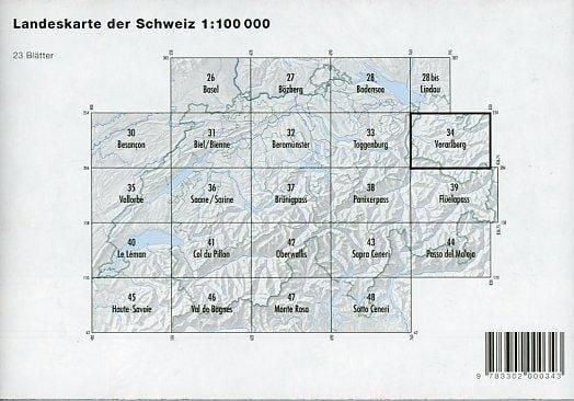 Produktbild: Swisstopo 1 : 100 000 Vorarlberg