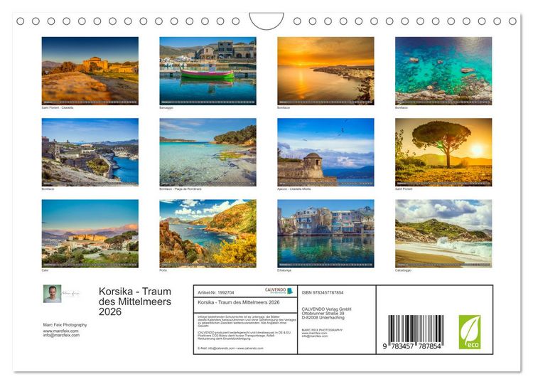 Produktbild: Korsika - Traum des Mittelmeers 2026 (Wandkalender 2026 DIN A4 quer), CALVENDO Monatskalender