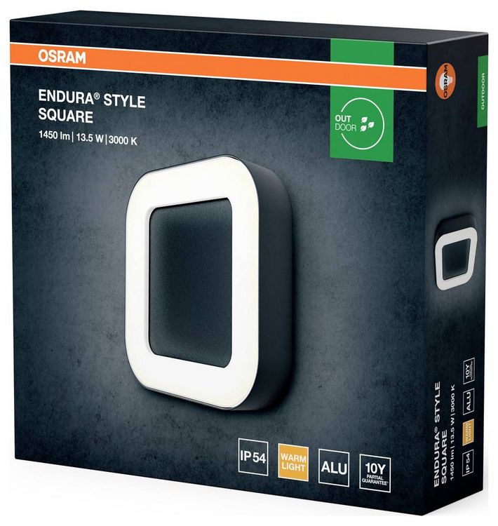 Produktbild: OSRAM HOMELIGHTING ENDURA Style Square 13.5W Dark Gray 4099854461958 LED-Au&szlig;enwandleuchte