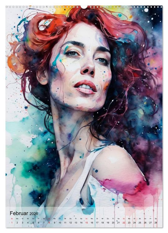 Produktbild: Aquarell-Frauenportr&auml;ts (hochwertiger Premium Wandkalender 2026 DIN A2 hoch), Kunstdruck in Hochglanz