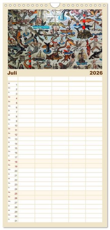 Produktbild: Familienplaner 2026 - Azulejos - Portugals beliebte Kachel Kunst mit 5 Spalten (Wandkalender, 21 x 45 cm) CALVENDO