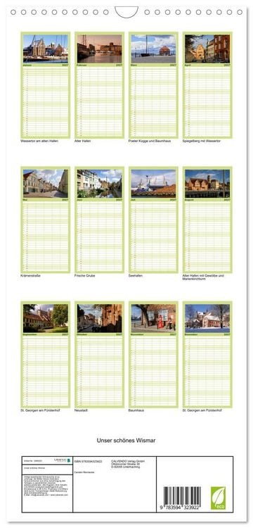 Produktbild: Familienplaner 2027 - Unser sch&ouml;nes Wismar mit 5 Spalten (Wandkalender, 21 x 45 cm) CALVENDO