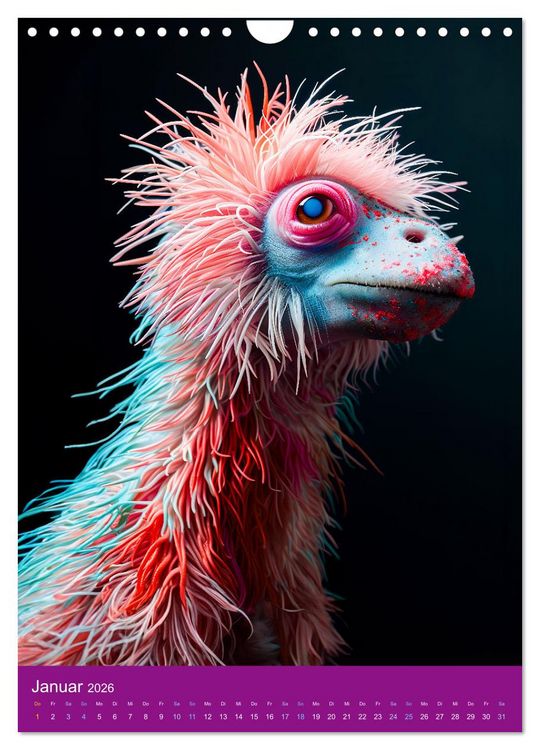 Produktbild: Neon-Evolution - Fluoreszierende Fantasietiere der KI-Welt (Wandkalender 2026 DIN A4 hoch), CALVENDO Monatskalender