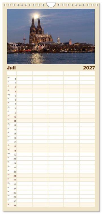 Produktbild: Familienplaner 2027 - Urbane Impressionen: Domstadt K&ouml;ln - Lebensgef&uuml;hl am Rhein mit 5 Spalten (Wandkalender, 21 x 45 cm) CALVENDO