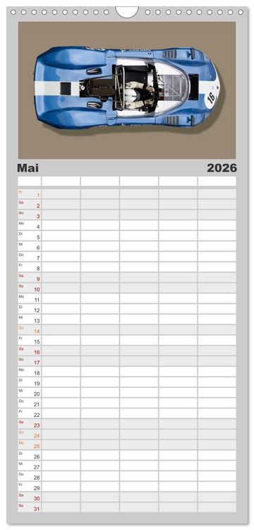 Produktbild: Familienplaner 2026 - Legenden des Rennsports Historic Sports Cars 1960-1975 mit 5 Spalten (Wandkalender, 21 x 45 cm) CALVENDO