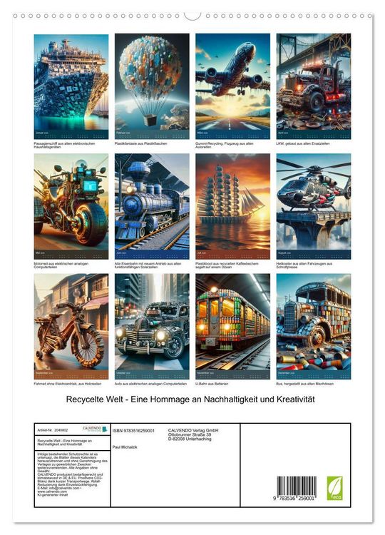 Produktbild: Recycelte Welt - Eine Hommage an Nachhaltigkeit und Kreativit&auml;t (hochwertiger Premium Wandkalender 2026 DIN A2 hoch), Kunstdruck in Hochglanz
