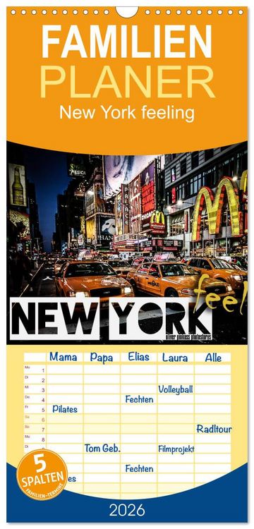 Produktbild: Familienplaner 2026 - New York feeling mit 5 Spalten (Wandkalender, 21 x 45 cm) CALVENDO