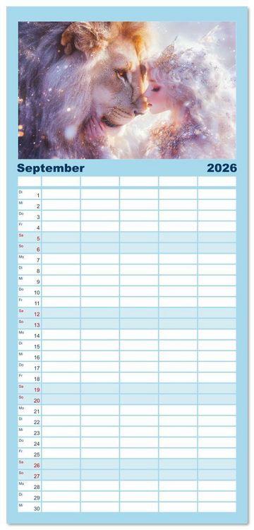 Produktbild: Familienplaner 2026 - Der letzte Funke Magie mit 5 Spalten (Wandkalender, 21 x 45 cm) CALVENDO