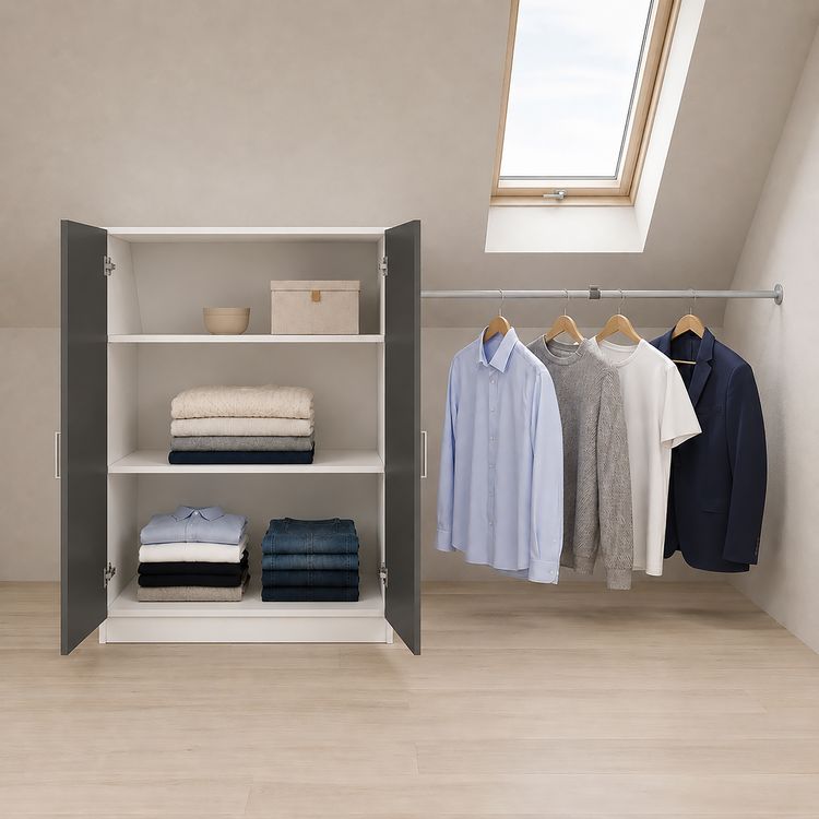Produktbild: Dachschr&auml;gen Kleiderschrank mit Stange Dacho L
