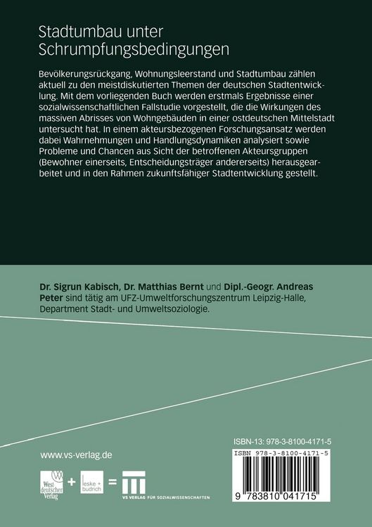 Produktbild: Stadtumbau unter Schrumpfungsbedingungen