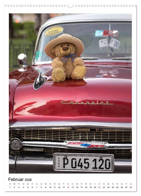 Produktbild: Travelling Teddy Kuba Edition 2026 (Wandkalender 2026 DIN A2 hoch), CALVENDO Monatskalender