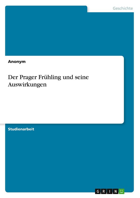 Produktbild: Der Prager Fr&uuml;hling und seine Auswirkungen