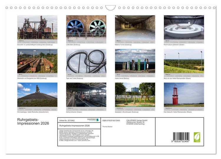 Produktbild: Ruhrgebiets-Impressionen 2026 (Wandkalender 2026 DIN A3 quer), CALVENDO Monatskalender