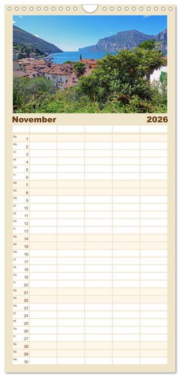 Produktbild: Familienplaner 2026 - Gardasee - lago di Garda by Sascha Ferrari mit 5 Spalten (Wandkalender, 21 x 45 cm) CALVENDO