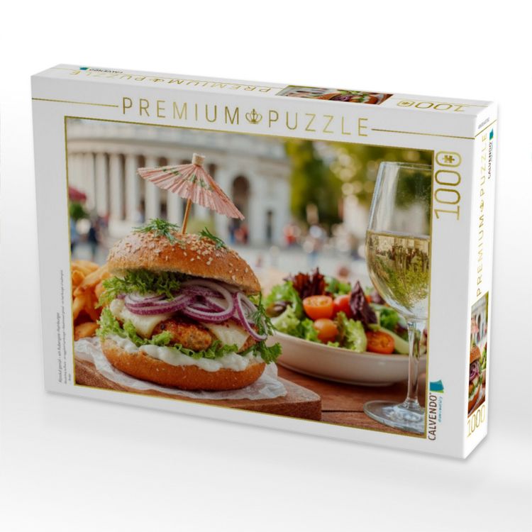 Produktbild: CALVENDO Puzzle Absolut genial - ein Aubergine-Hamburger | 1000 Teile Lege-Gr&ouml;&szlig;e 64x48cm Foto-Puzzle f&uuml;r gl&uuml;ckliche Stunden