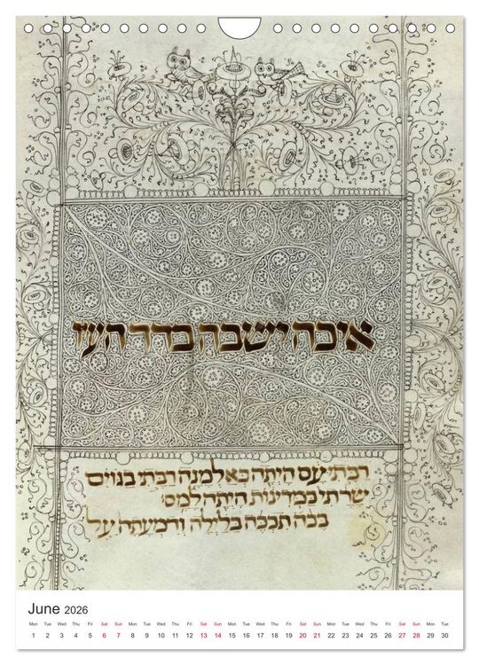 Produktbild: Hebrew Illuminations and Manuscripts (Wall Calendar 2026 DIN A4 portrait), CALVENDO 12 Month Wall Calendar