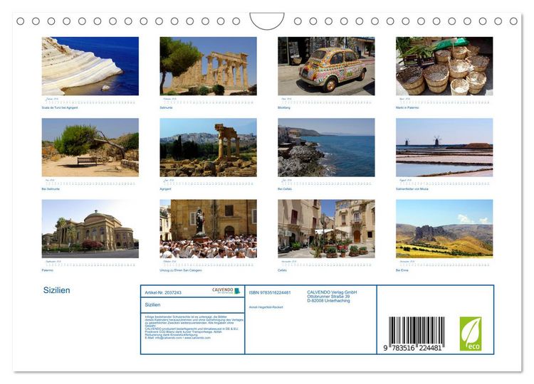 Produktbild: Sizilien (Wandkalender 2026 DIN A4 quer), CALVENDO Monatskalender