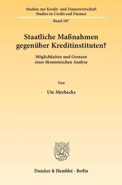 Produktbild: Staatliche Ma&szlig;nahmen gegen&uuml;ber Kreditinstituten?