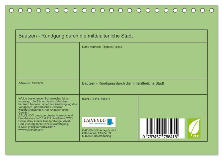 Produktbild: Bautzen - Rundgang durch die mittelalterliche Stadt (Tischkalender 2026 DIN A5 quer), CALVENDO Monatskalender