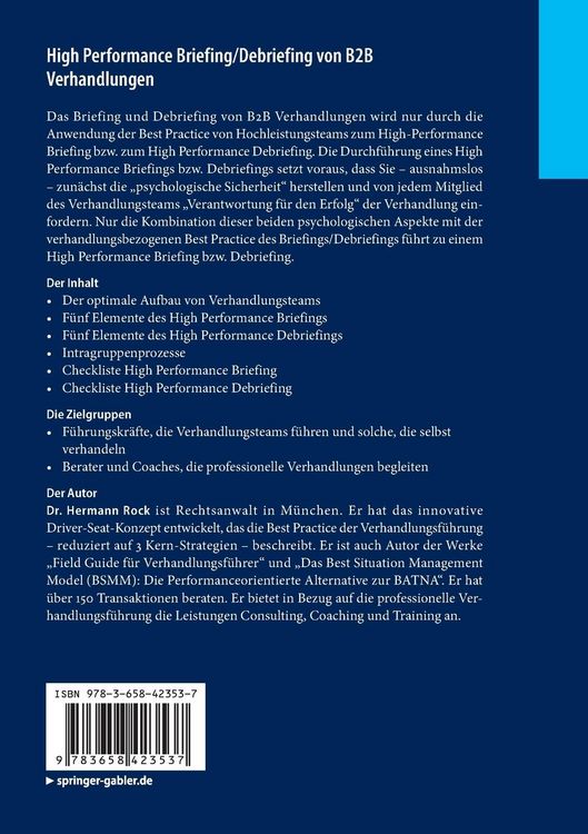 Produktbild: High Performance Briefing/Debriefing von B2B Verhandlungen