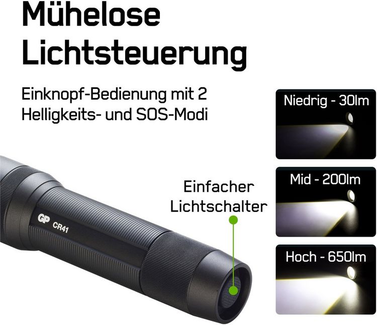 Produktbild: GP Discovery GPDISFLCR41BL935 GPDISFLCR41BL935 LED Taschenlampe akkubetrieben 650 lm 40 h 179 g