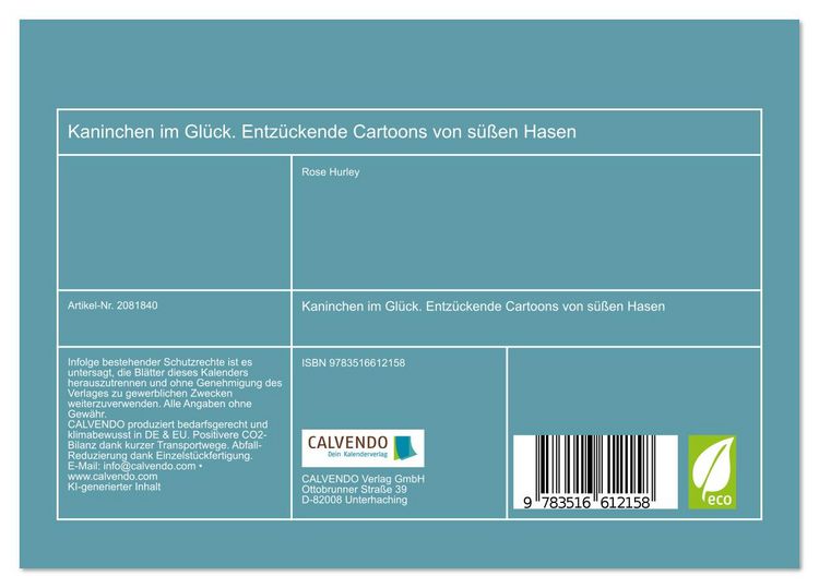 Produktbild: Kaninchen im Gl&uuml;ck. Entz&uuml;ckende Cartoons von s&uuml;&szlig;en Hasen (Tischkalender 2026 DIN A5 quer), CALVENDO Monatskalender