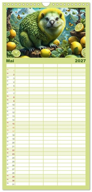 Produktbild: Familienplaner 2027 - Verborgene Welten: Arkanum der mystischen Tierwesen mit 5 Spalten (Wandkalender, 21 x 45 cm) CALVENDO