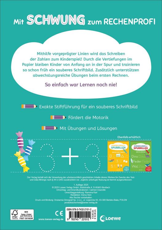 Produktbild: Schreiben lernen mit Spurrillen - Erstes Rechnen