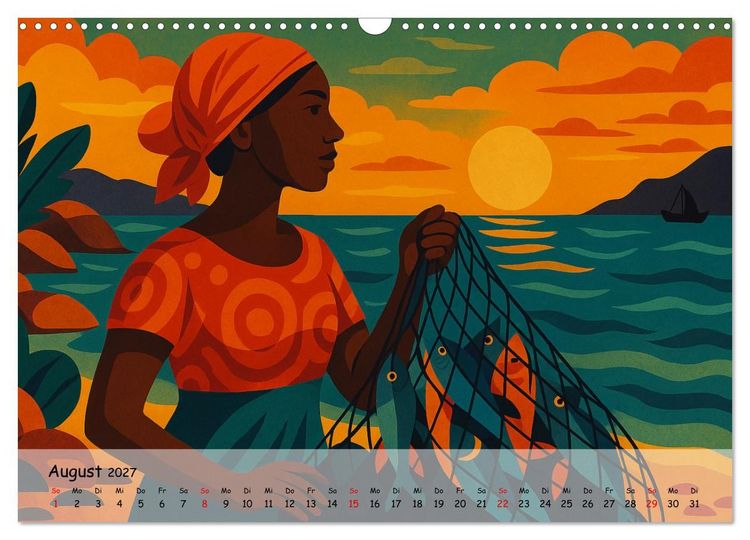 Produktbild: AFRIKA VIBES &ndash; Zw&ouml;lf Bilder voll Stolz, Leben und Licht (Wandkalender 2027 DIN A3 quer), CALVENDO Monatskalender