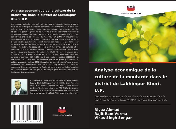 Produktbild: Analyse &eacute;conomique de la culture de la moutarde dans le district de Lakhimpur Kheri. U.P.