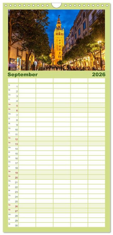 Produktbild: Familienplaner 2026 - Andalusien - Sevilla mit 5 Spalten (Wandkalender, 21 x 45 cm) CALVENDO