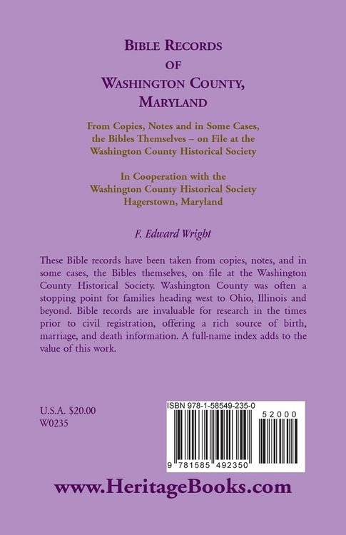 Produktbild: Bible Records of Washington County, Maryland