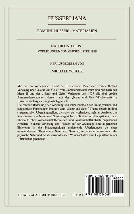 Produktbild: Natur und Geist: Vorlesungen Sommersemester 1919