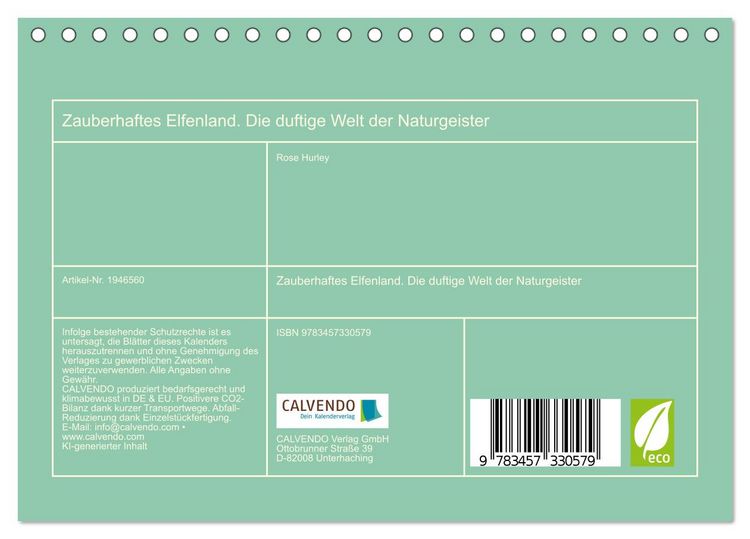 Produktbild: Zauberhaftes Elfenland. Die duftige Welt der Naturgeister (Tischkalender 2026 DIN A5 quer), CALVENDO Monatskalender