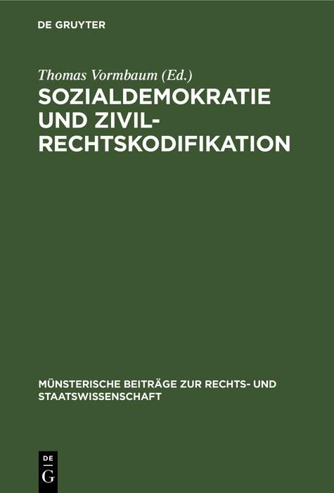 Produktbild: Sozialdemokratie und Zivilrechtskodifikation